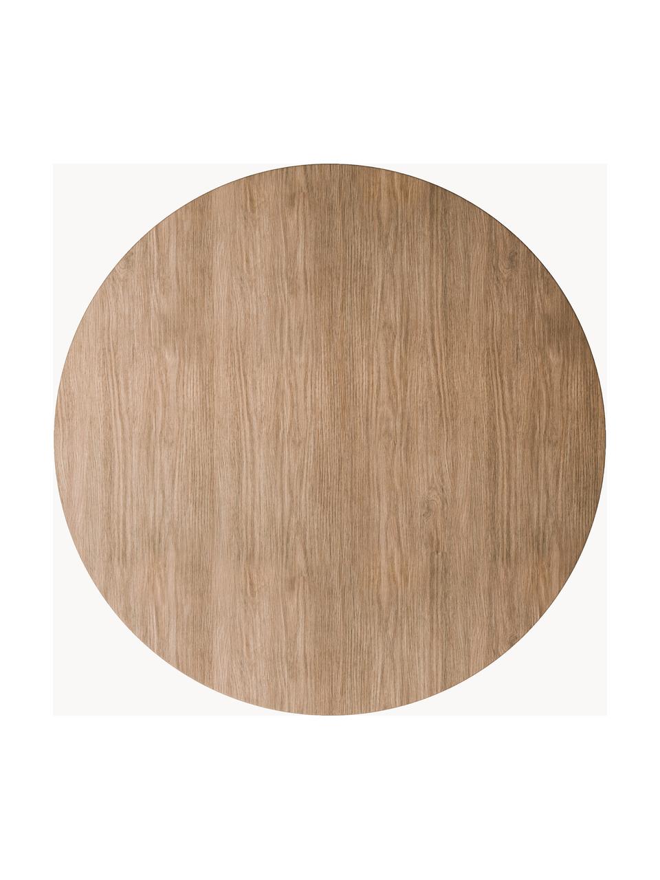 Ronde eettafel Mavi, Ø 110 cm, Tafelblad: MDF met eikenhoutfineer, , Poten: gecoat metaal, Eikenhout, zwart, Ø 110 cm