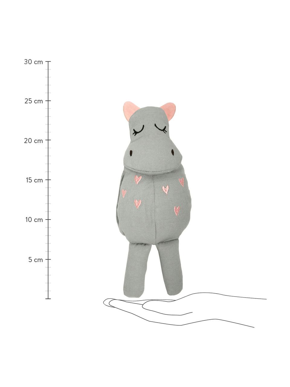 Peluche de algodón Hippo, Exterior: 100% algodón, Gris, rosa, An 8 x Al 25 cm