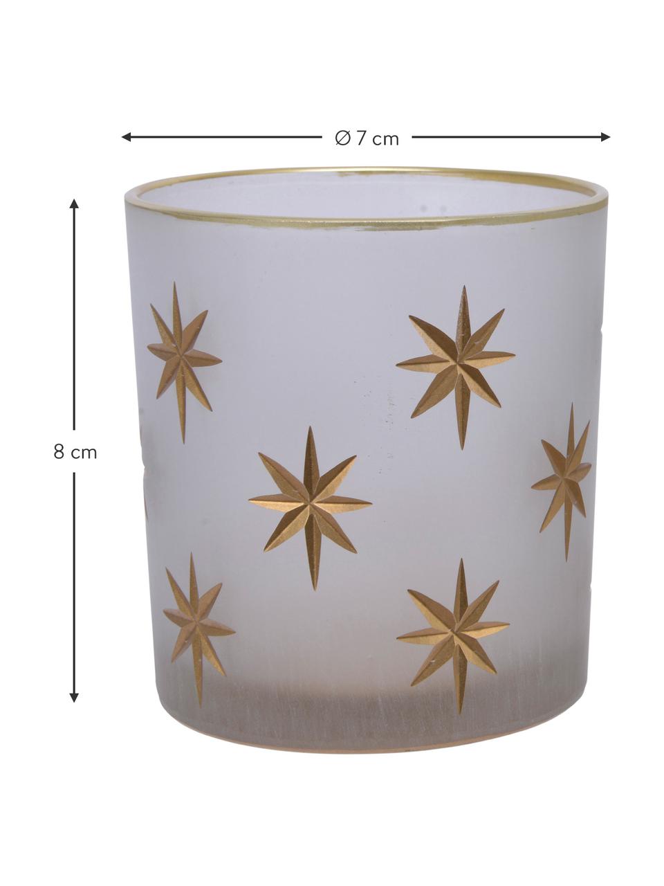 Komplet świeczników na tealighty Stera, 2 elem., Szkło, Półtransparentny, odcienie złotego, Ø 7 x W 8 cm