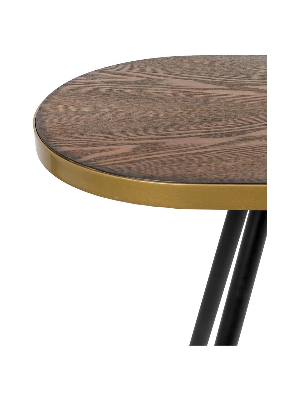 Konsole Denise mit ovaler Platte, Tischplatte: Mitteldichte Holzfaserpla, Eschenholz, Goldfarben, B 121 x T 41 cm