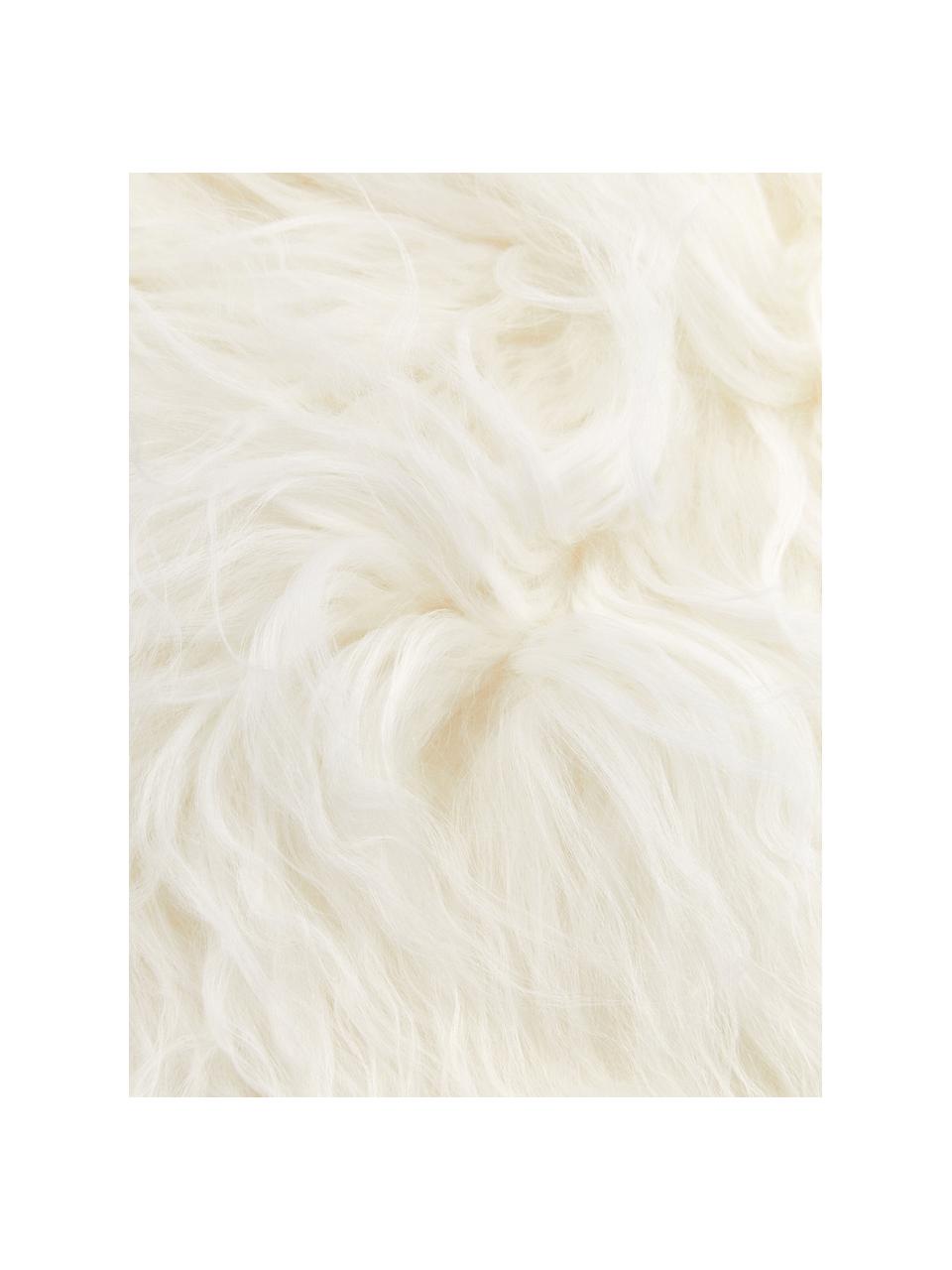 Federa arredo in pelle di agnello a pelo lungo riccio bianco Ella, Retro: 100% poliestere, Bianco, Larg. 40 x Lung. 40 cm