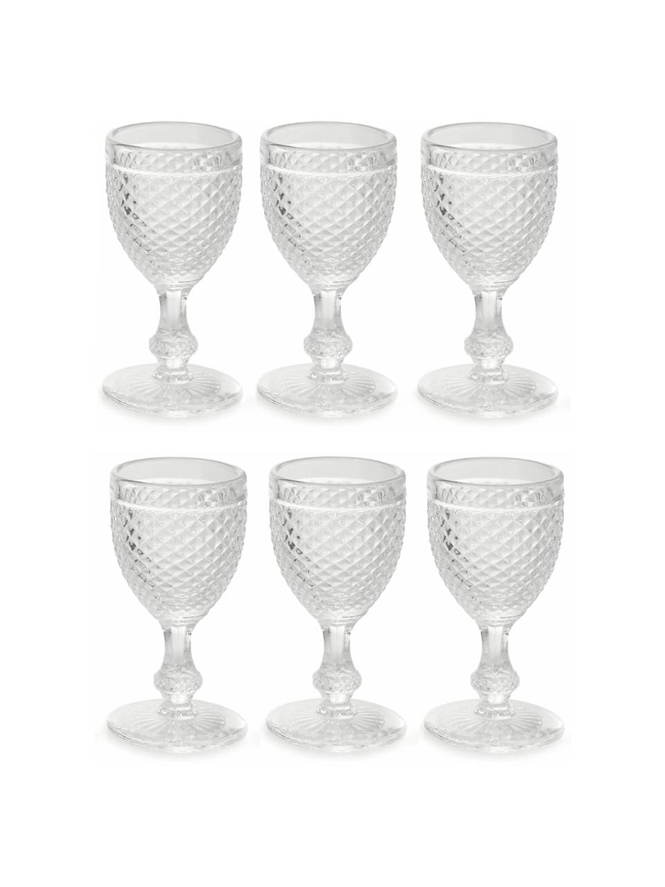 Borrelglaasjes Diamond met reliëf, 6 stuks, Glas, Transparant, Ø 5 x H 10 cm