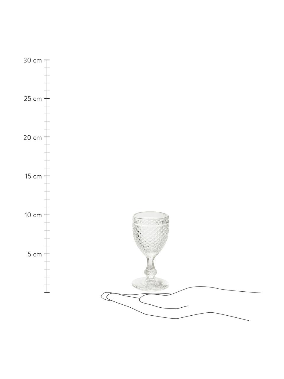 Copas licor con relive Diamond, 6 uds., Vidrio, Transparente, Ø 5 x Al 10 cm