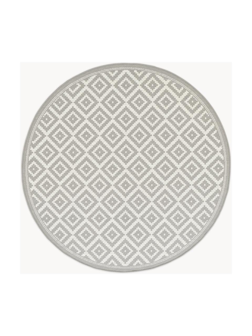 Tapis rond d'extérieur Miami, 86 % polypropylène, 14 % polyester, Gris, blanc, Ø 200 cm (taille L)