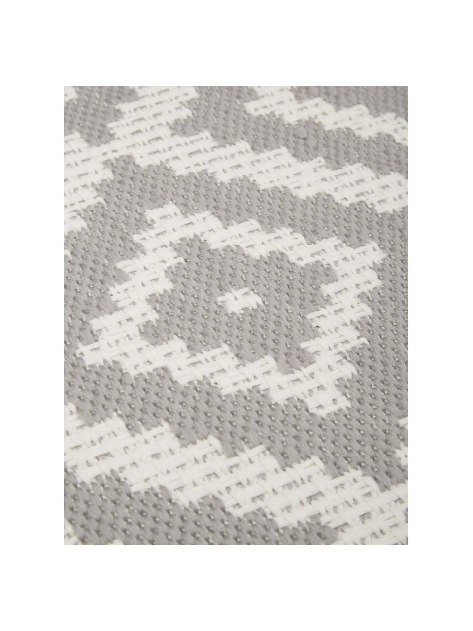 Tapis rond d'extérieur Miami, 86 % polypropylène, 14 % polyester, Gris, blanc, Ø 200 cm (taille L)