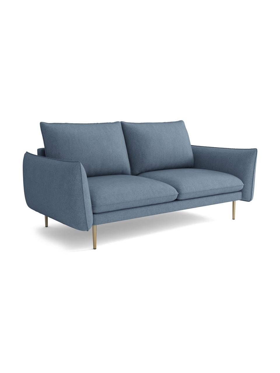 Sofá de terciopelo Largo (3 plazas), Tapizado: terciopelo (100% poliéste, Estructura: madera de haya, aglomerad, Patas: metal con pintura en polv, Terciopelo azul claro, An 210 x F 110 cm