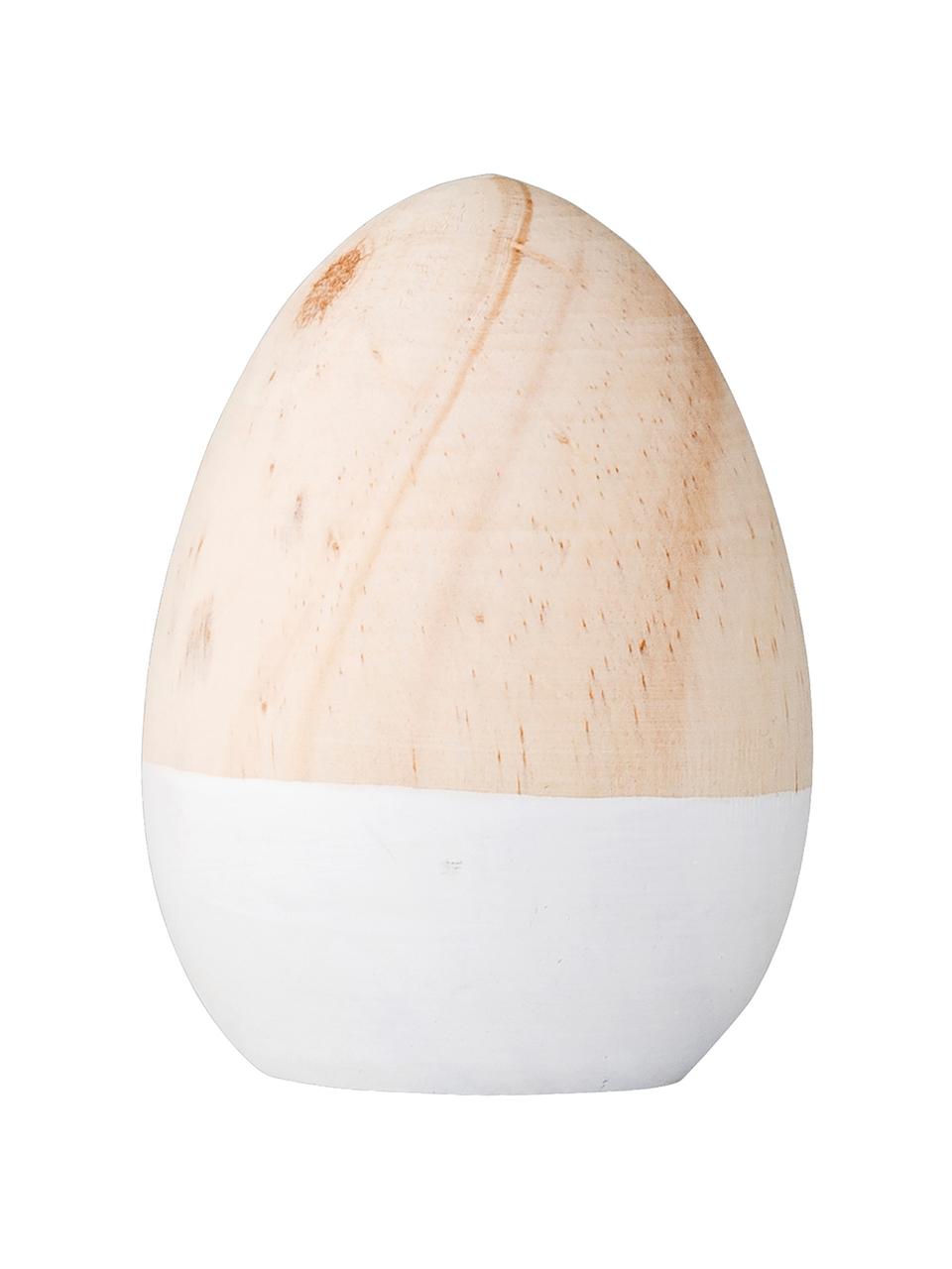 Decoratief ei Egg, Gelakt berkenhout, Berkenhout, wit, Ø 7 x H 9 cm