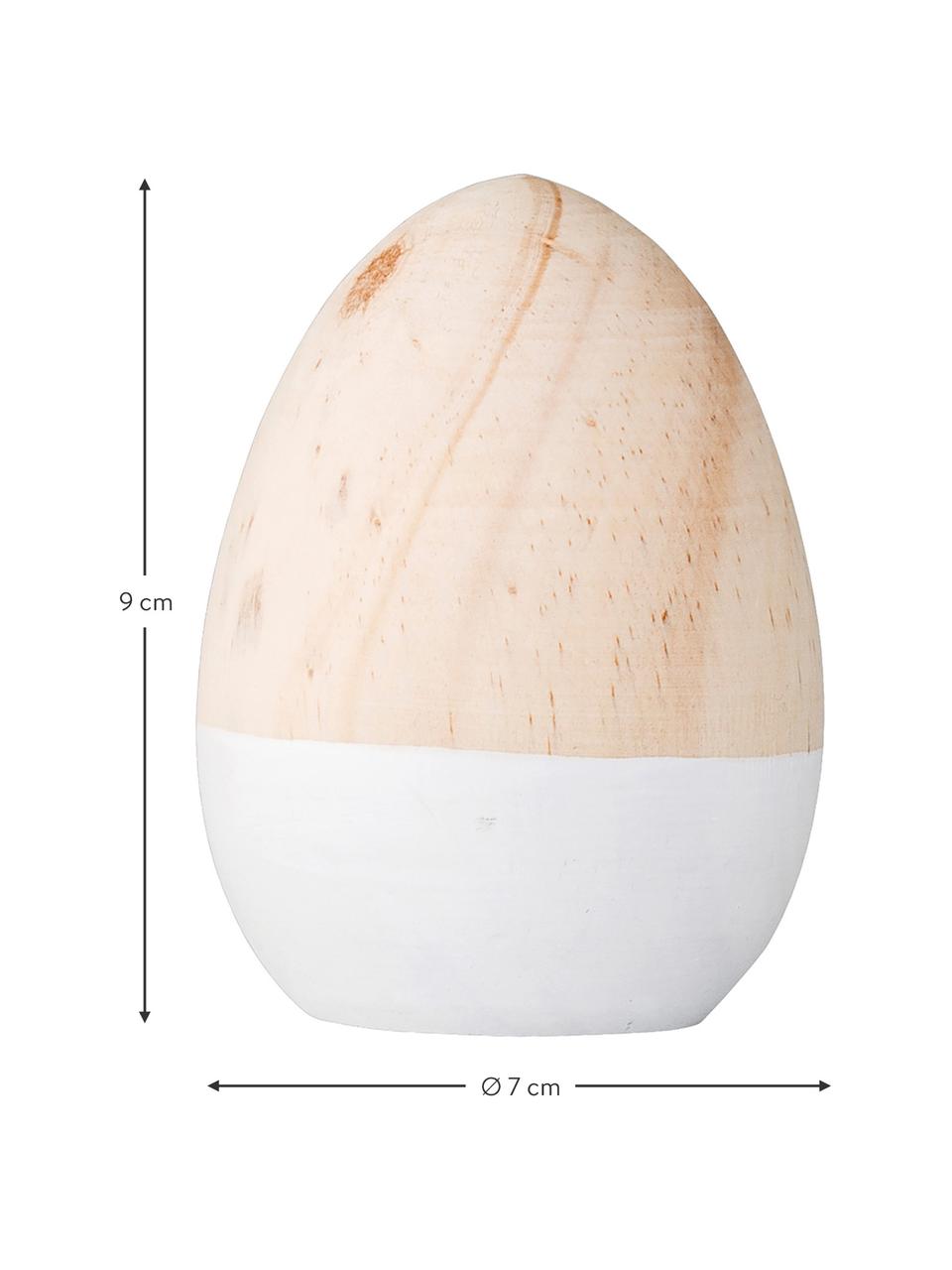 Decoratief ei Egg, Gelakt berkenhout, Berkenhout, wit, Ø 7 x H 9 cm