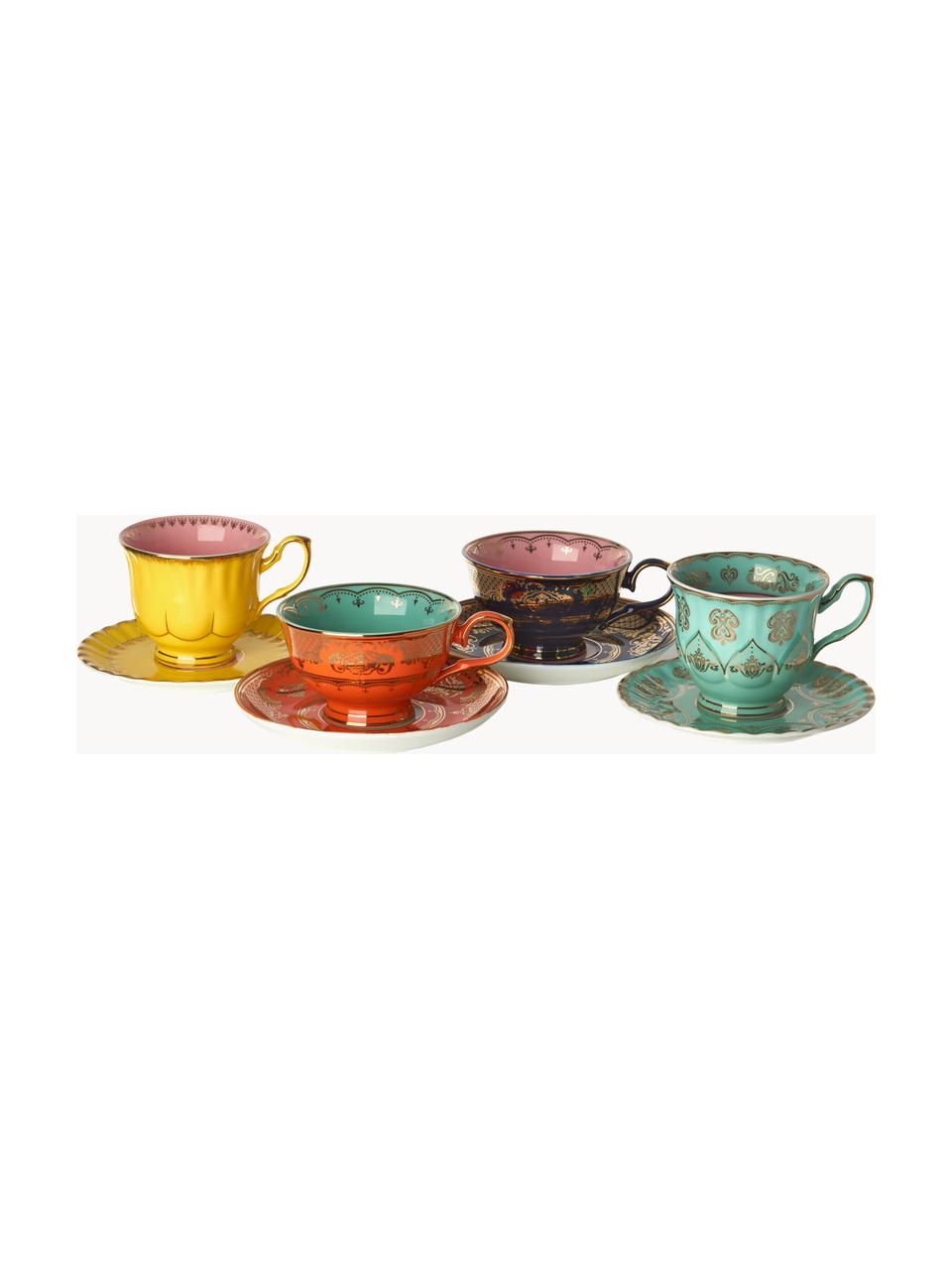 Tasses à thé avec sous-tasses Grandpa, 8 élém., Porcelaine, Multicolore, Lot de tailles variées