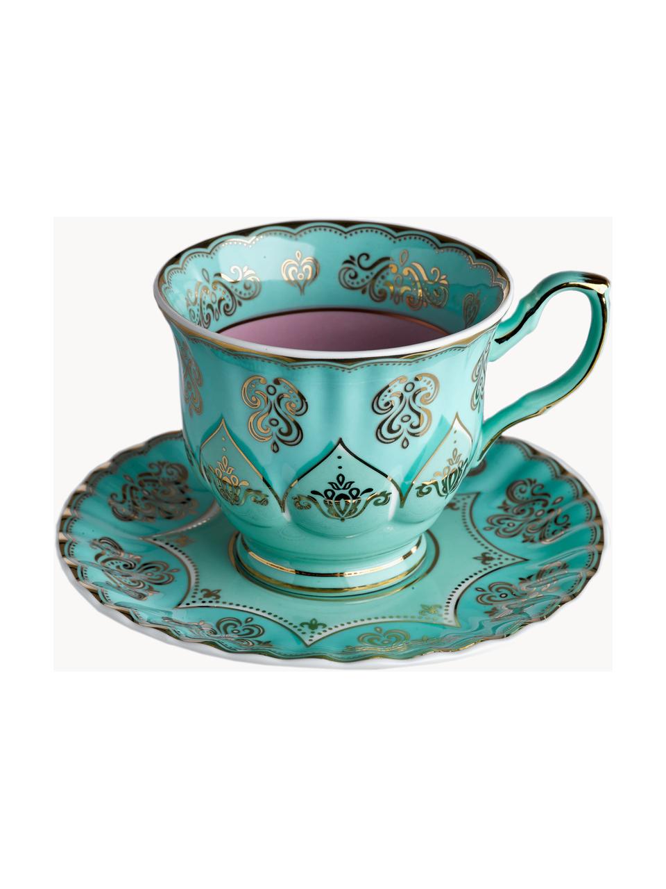 Tasses à thé avec sous-tasses Grandpa, 8 élém., Porcelaine, Multicolore, Lot de tailles variées