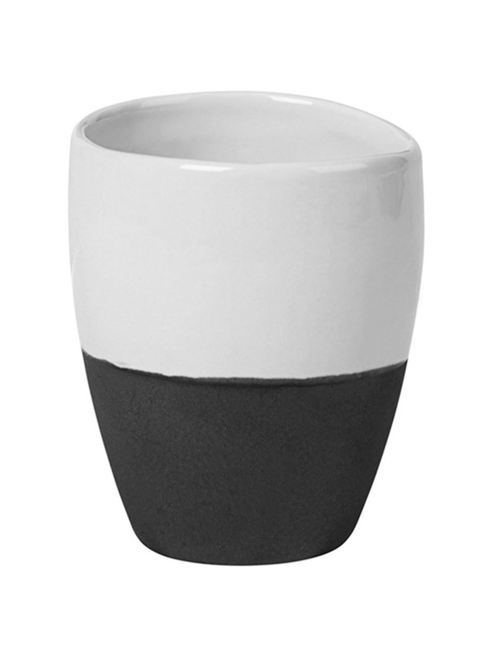 Tasse à espresso mat/brillant, faite main Esrum, 4 pièces, Blanc ivoire, gris-brun, 100 ml