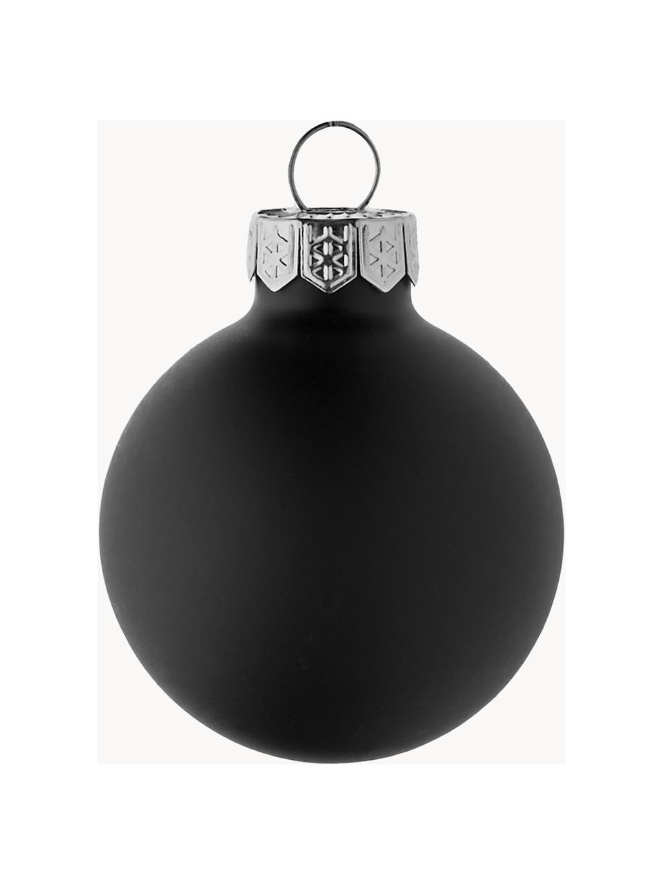 Kerstballen Evergreen mat/glanzend, verschillende formaten, Zwart, Ø 10 cm, 4 stuk