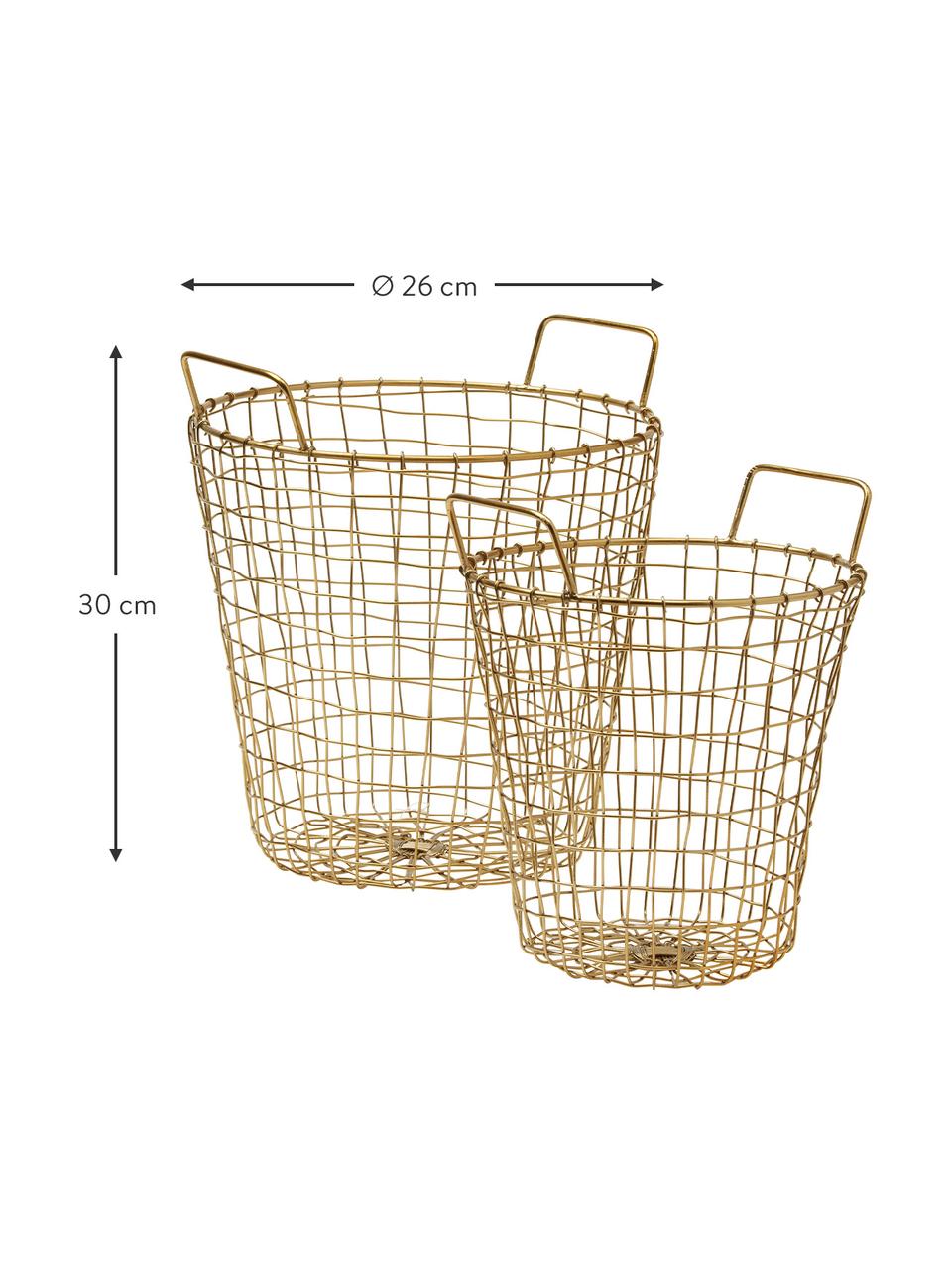 Aufbewahrungskörbe-Set Axån in Goldfarben, 2-tlg., Metall, beschichtet, Goldfarben, Set mit verschiedenen Grössen