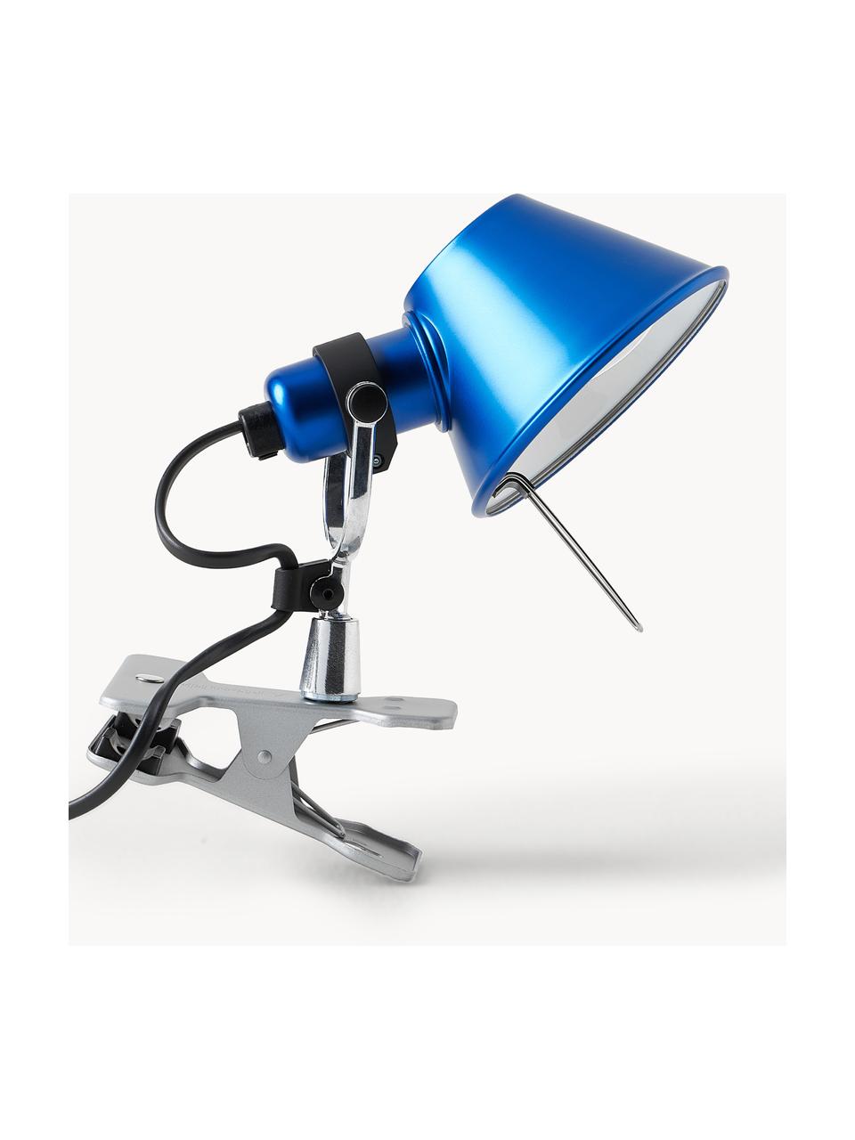 Kleine Klemm-Schreibtischlampe Tolomeo Micro Pinza, Lampenschirm: Aluminium, beschichtet, Blau, Ø 16 x H 20 cm