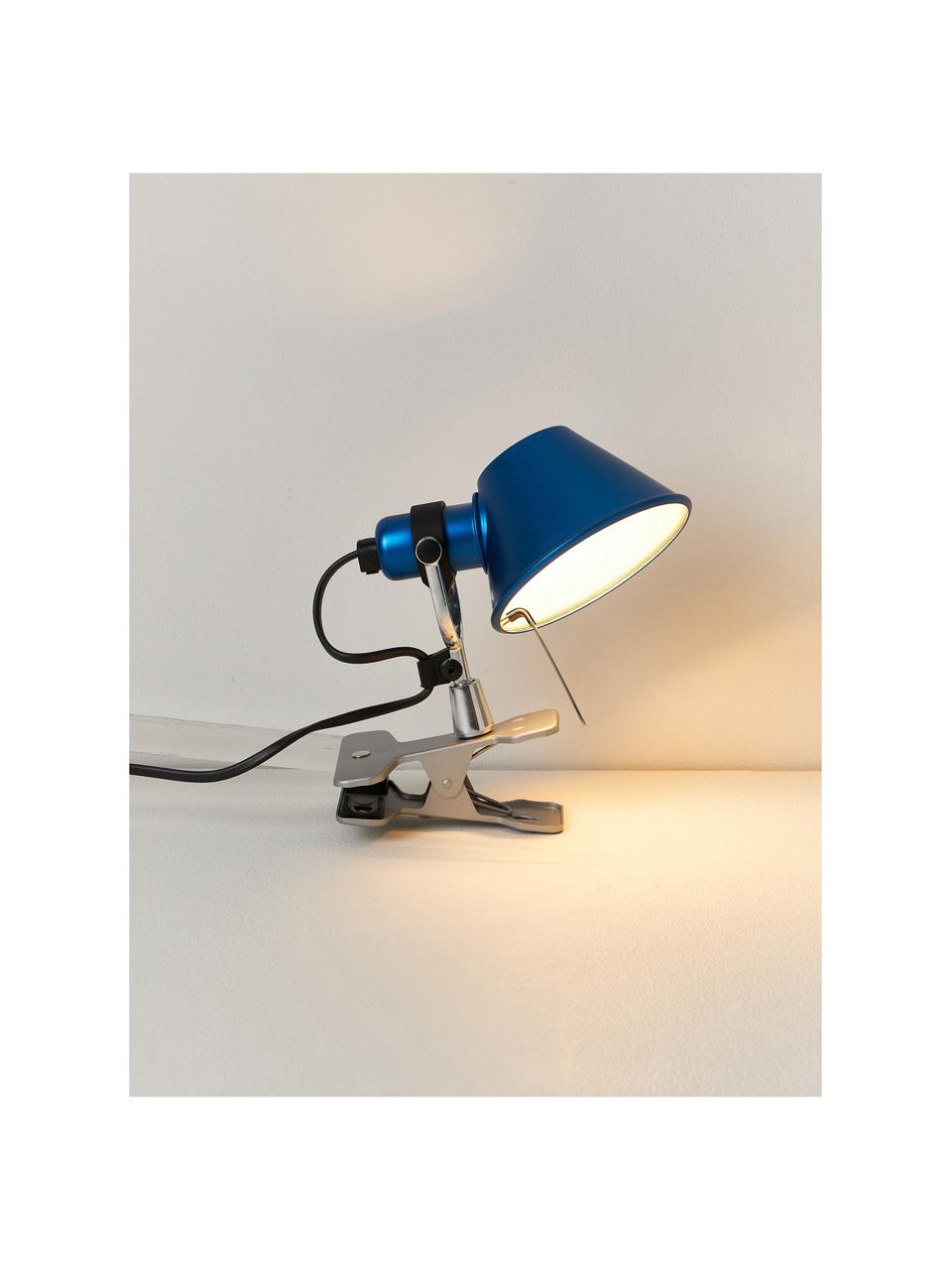 Kleine Klemm-Schreibtischlampe Tolomeo Micro Pinza, Lampenschirm: Aluminium, beschichtet, Blau, Ø 16 x H 20 cm