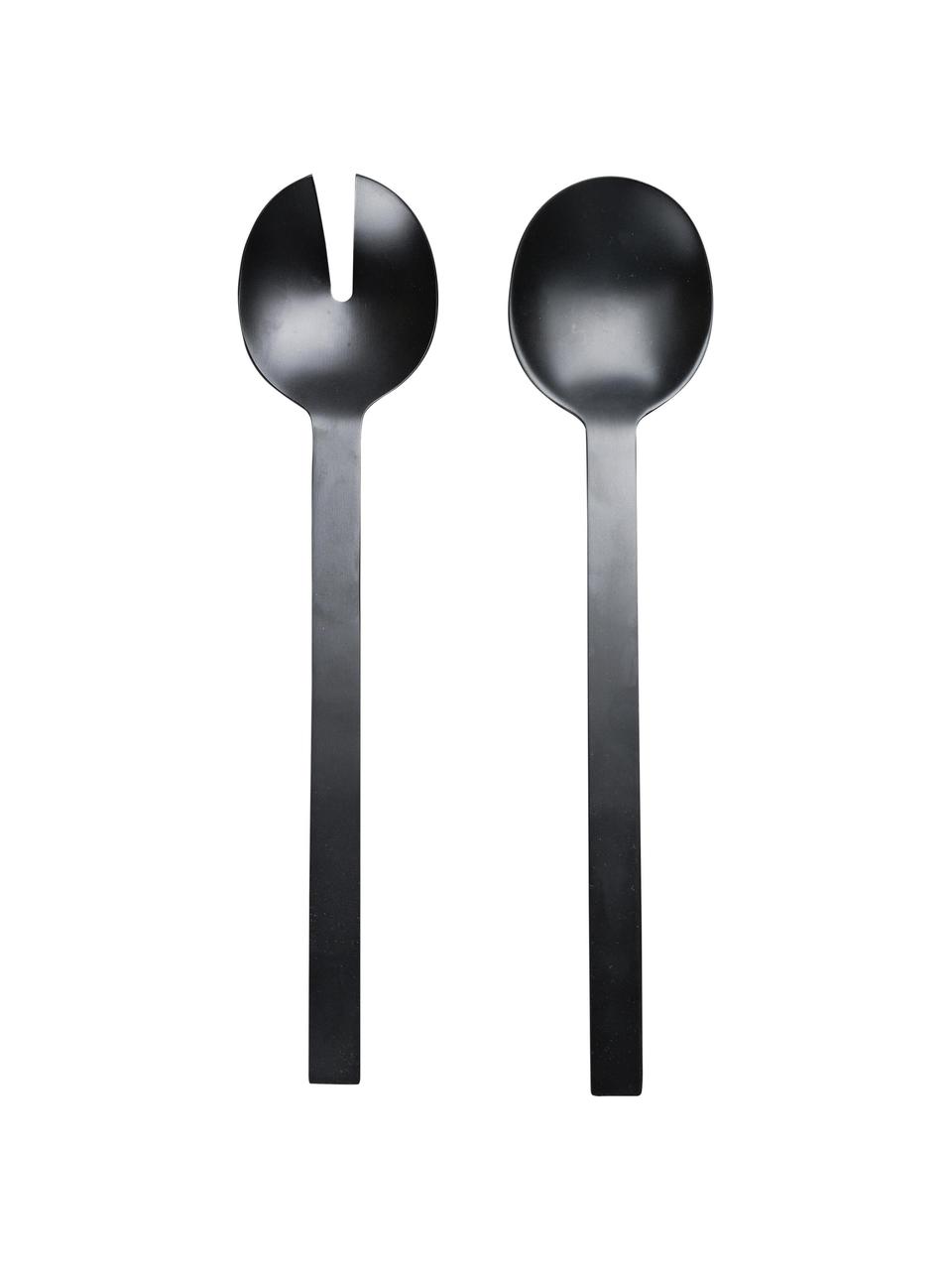 Cubiertos para ensalada Topina, 2 pzas., Acero inoxidable, recubierto, Negro mate, L 16 cm