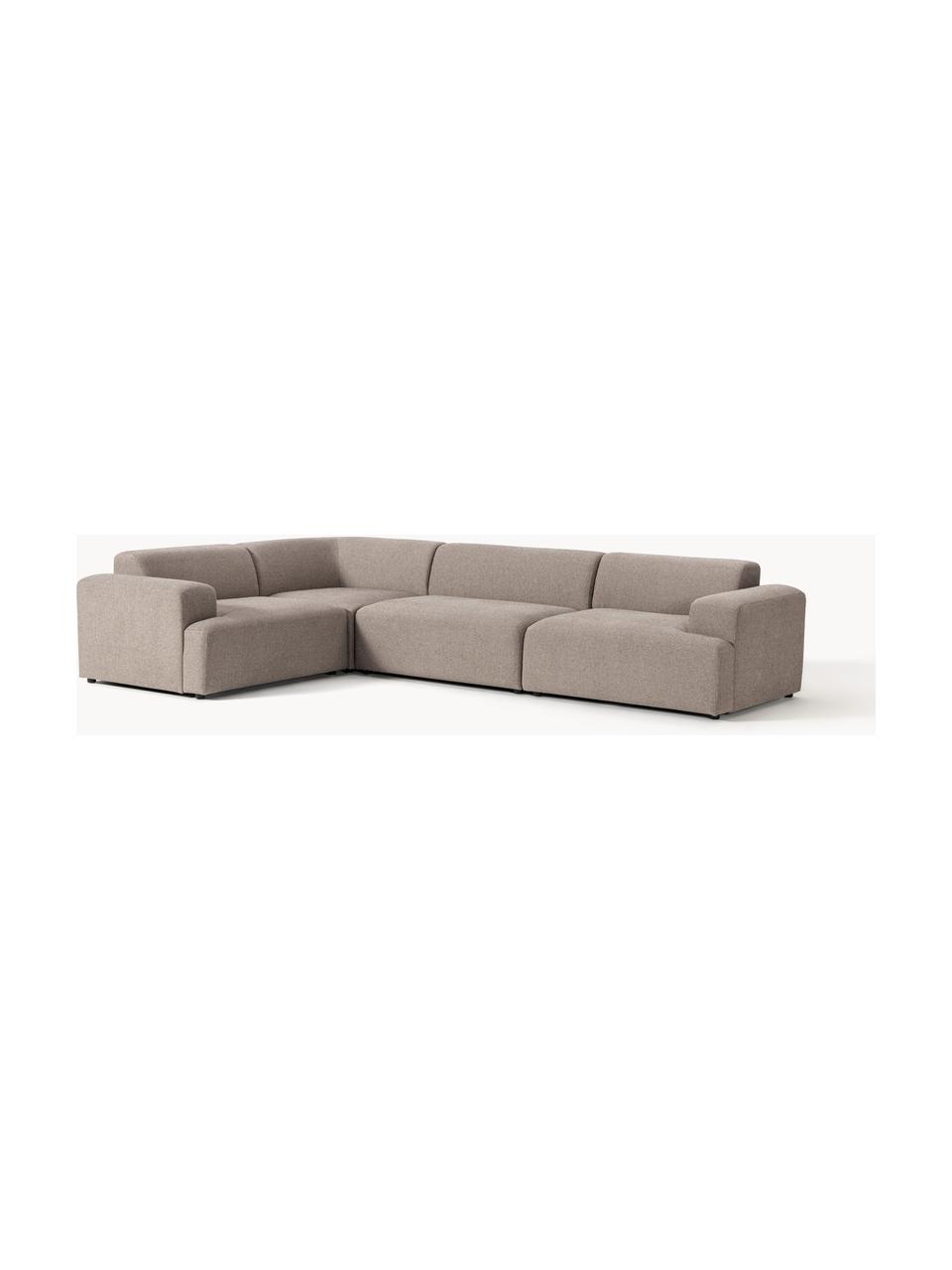 Grosses Ecksofa Melva (4-Sitzer), Bezug: 100 % Polyester Der strap, Gestell: Massives Kiefern- und Fic, Webstoff Greige, B 339 x T 220 cm, Eckteil links