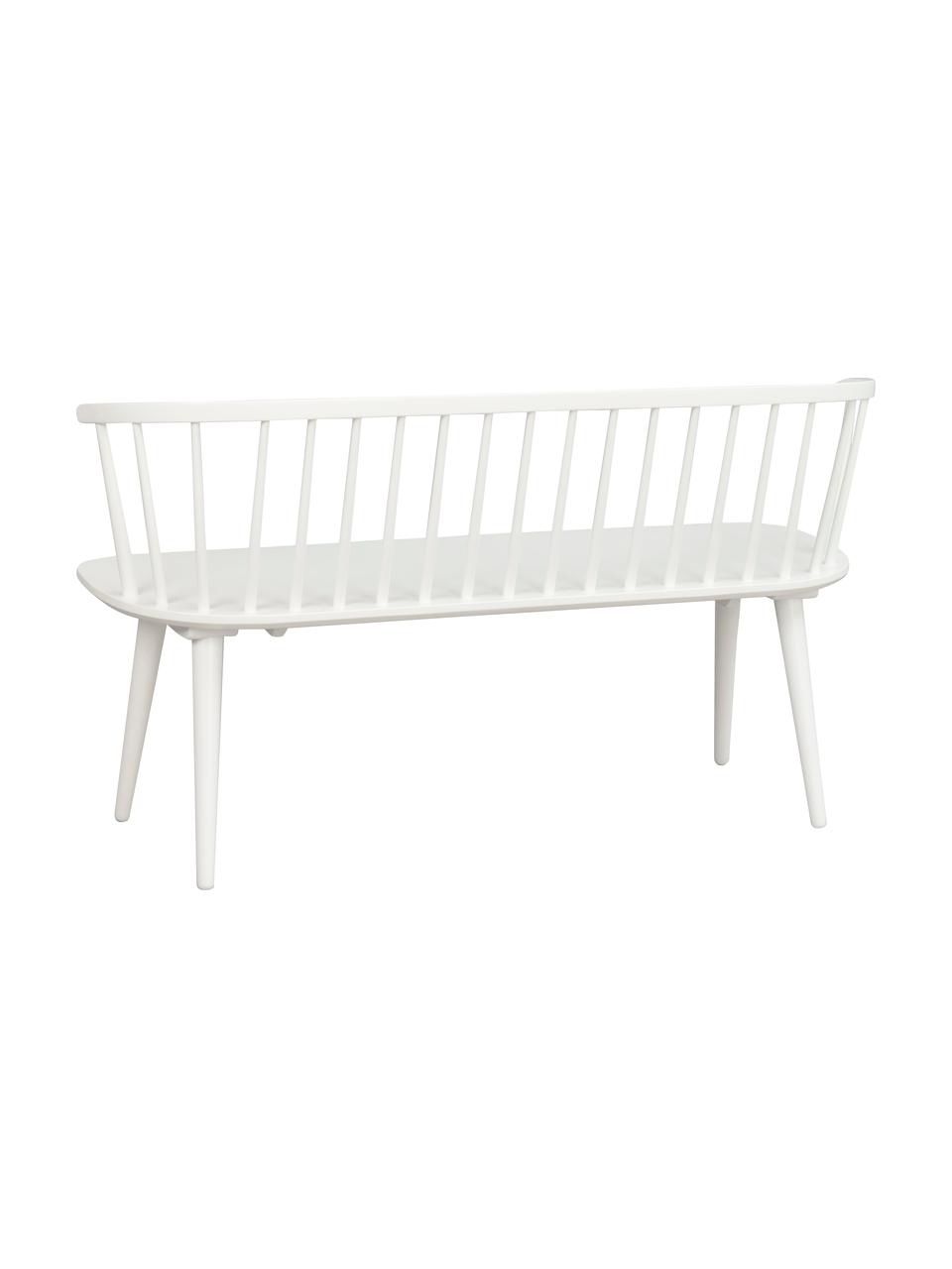 Weisse Holzbank Carmen im Windsor Design, Massives Kautschukbaumholz, lackiert, Weiss, 134 x 76 cm