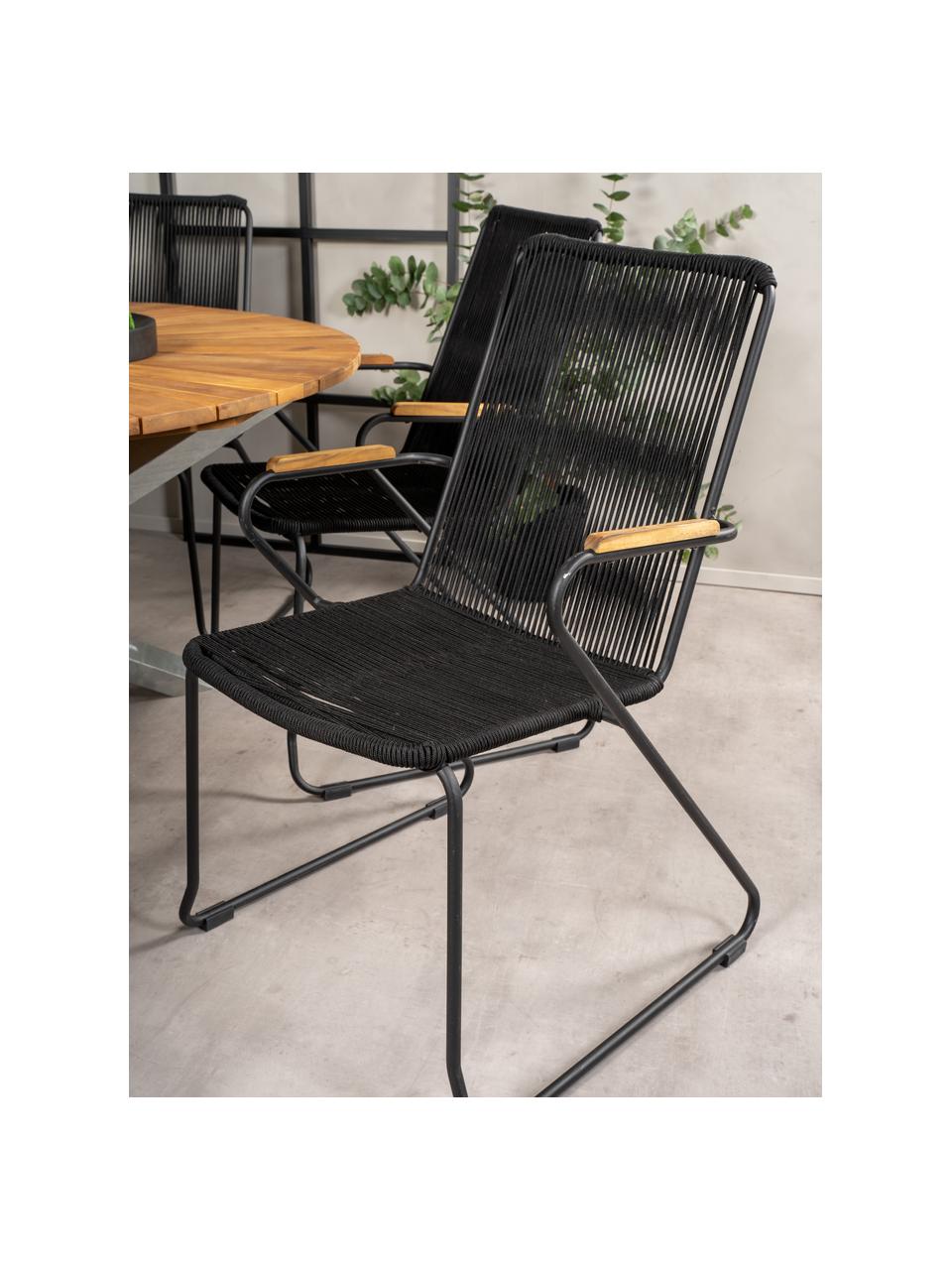Zahradní židle s područkami Bois, 2 ks, Černá, teakové dřevo, Š 60 cm, H 63 cm
