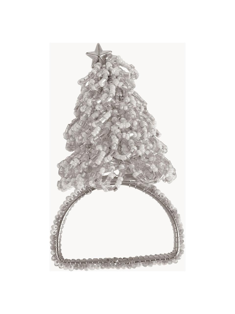 Portatovagliolo con albero di Natale Perlia 6 pz, Vetro, materiale sintetico, Argentato, Ø 4 x Alt. 5 cm