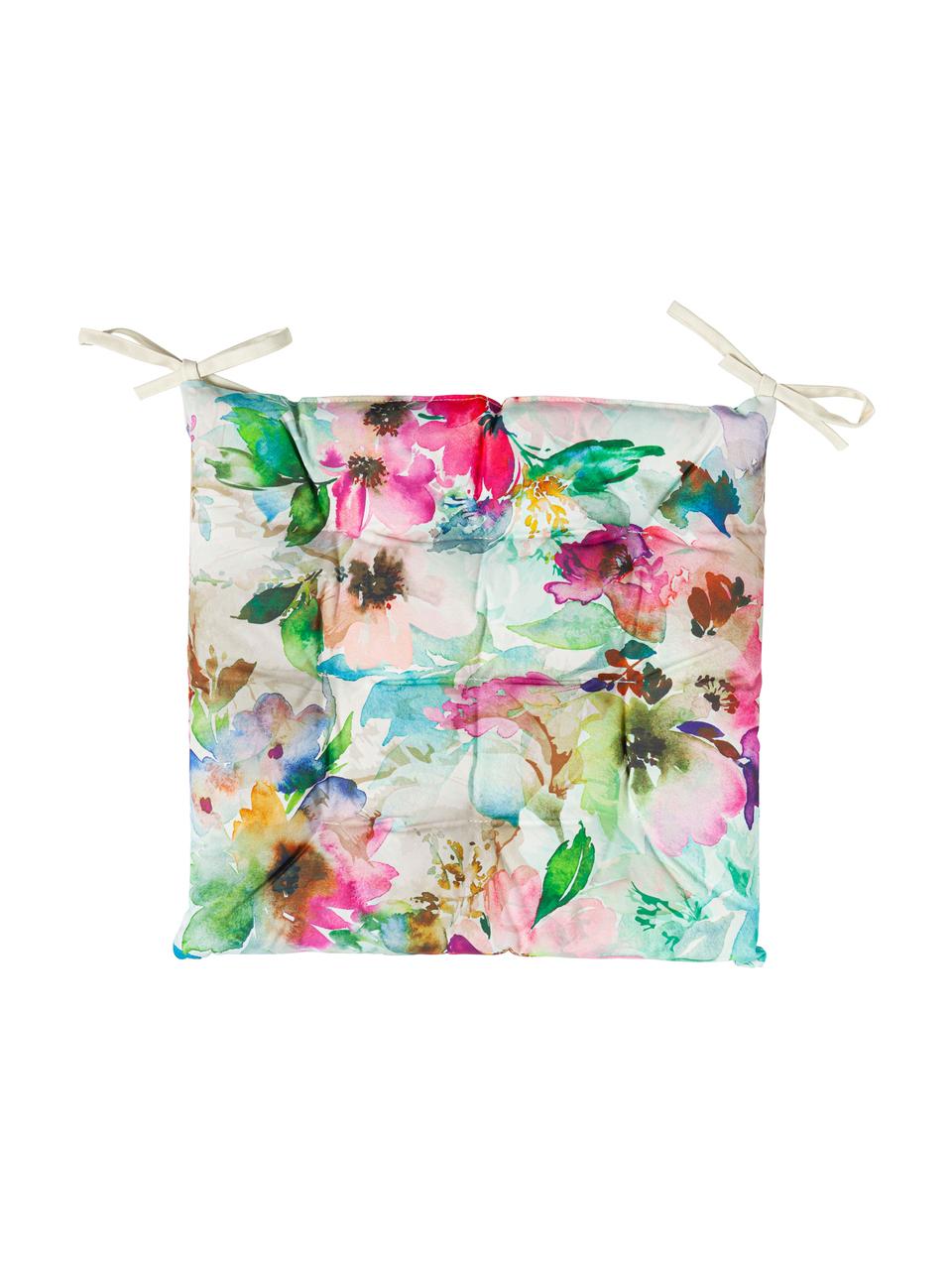 Outdoor-Sitzkissen Painted Flower mit Aquarell Print, 100% Polyester, Mehrfarbig, 40 x 40 cm