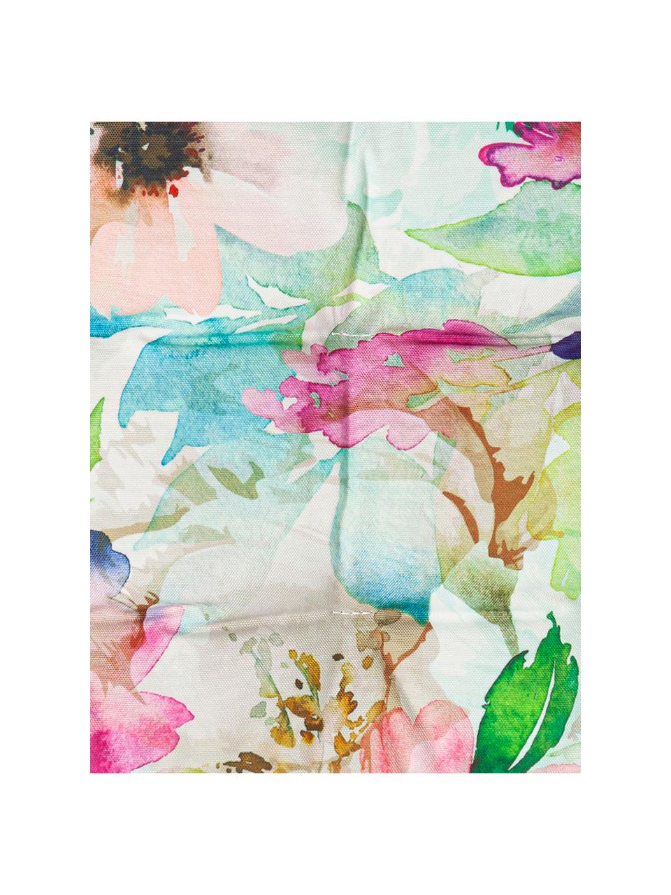 Outdoor stoelkussen Painted Flower met aquarel print, 100% polyester, Multicolour, 40 x 40 cm