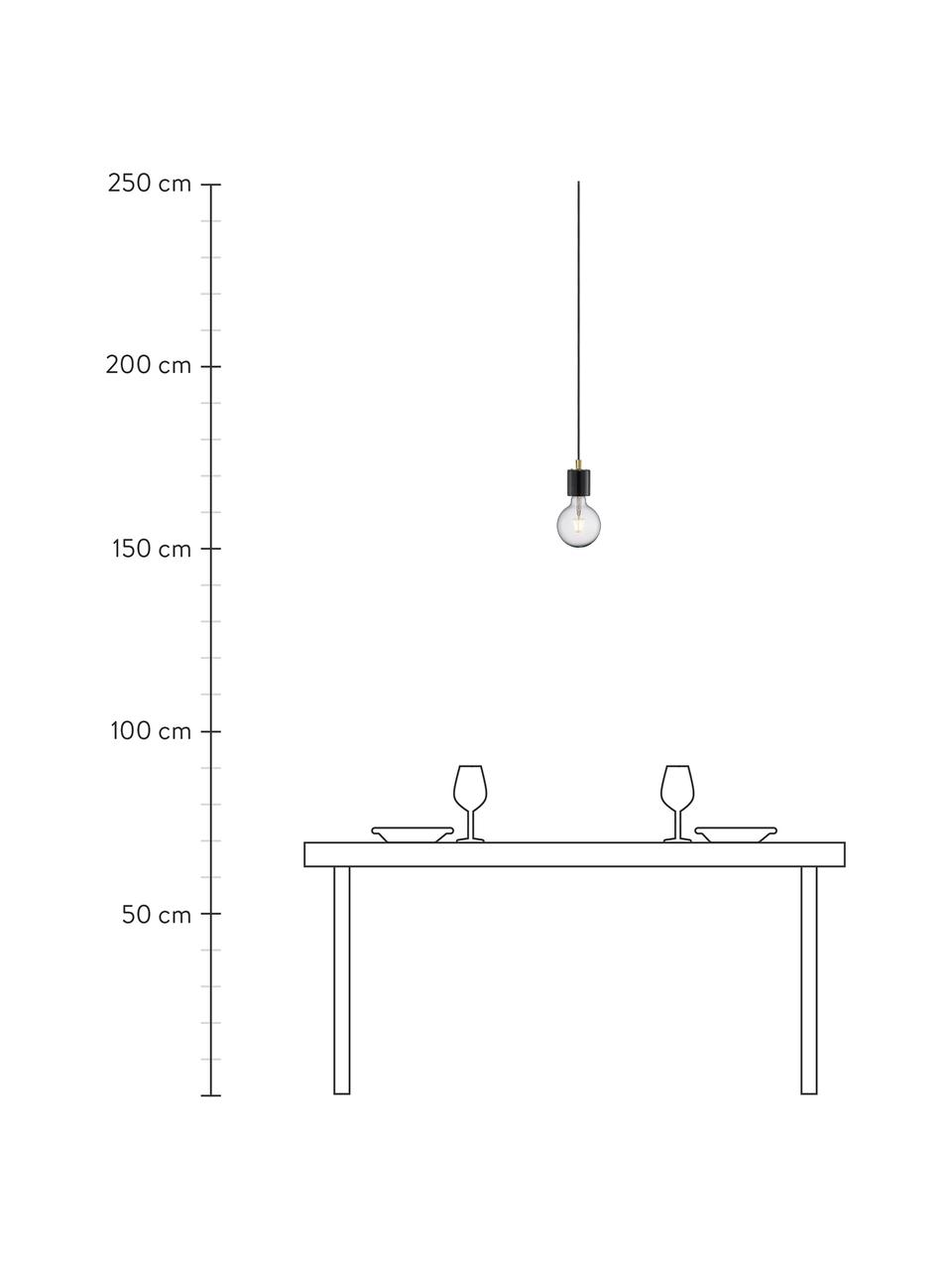 Lampada a sospensione in marmo Siv, Decorazione: metallo, Baldacchino: materiale sintetico, Nero, Ø 6 x Alt. 10 cm