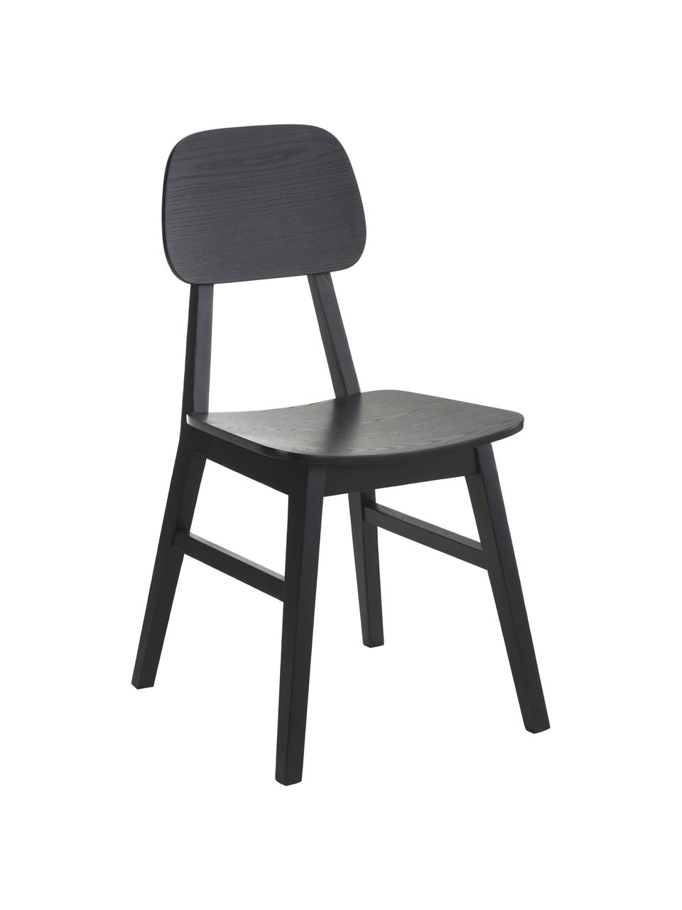 Sillas de madera Akina, 2 uds., Asiento: madera contrachapada chap, Patas: madera de fresno, Negro, An 45 x Al 86 cm