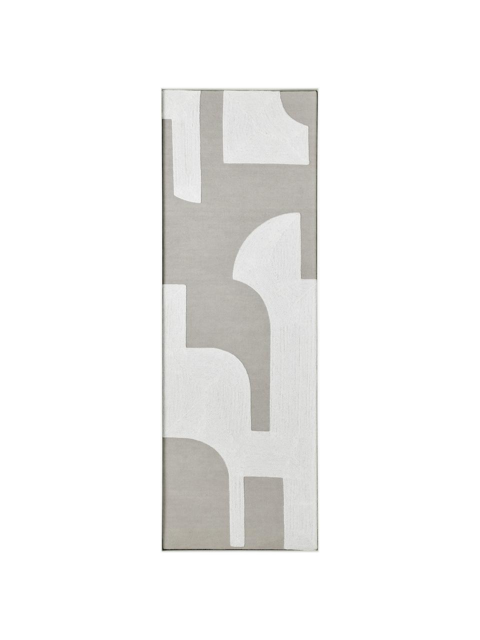 Handgemaakte canvas print Relief, Frame: gepoedercoat metaal, Gebroken wit, beige, B 30 x H 90 cm