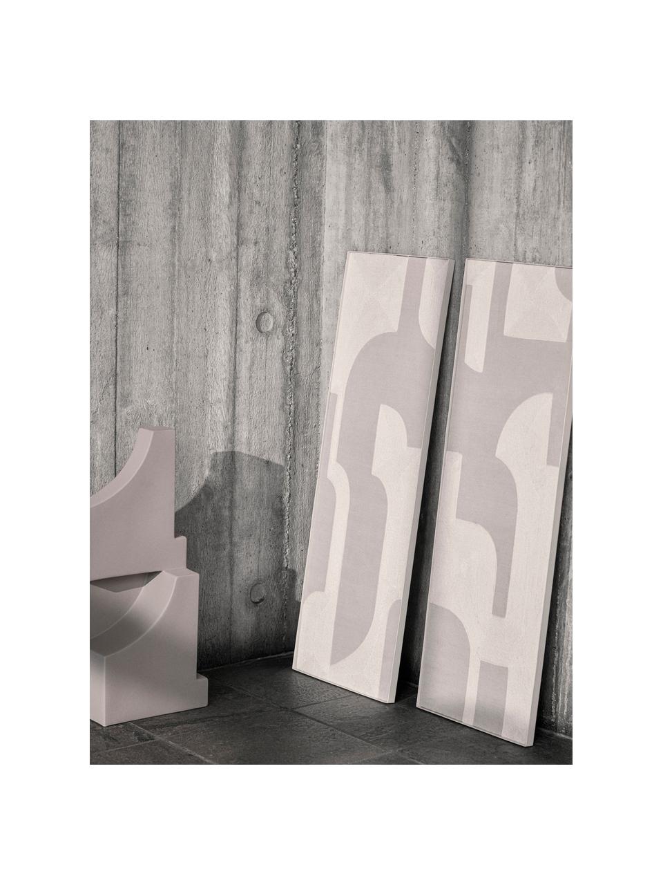 Handgemaakte canvas print Relief, Frame: gepoedercoat metaal, Gebroken wit, beige, B 30 x H 90 cm