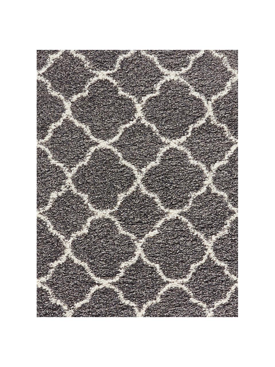 Tapis poils longs gris crème Grace, Gris foncé, crème