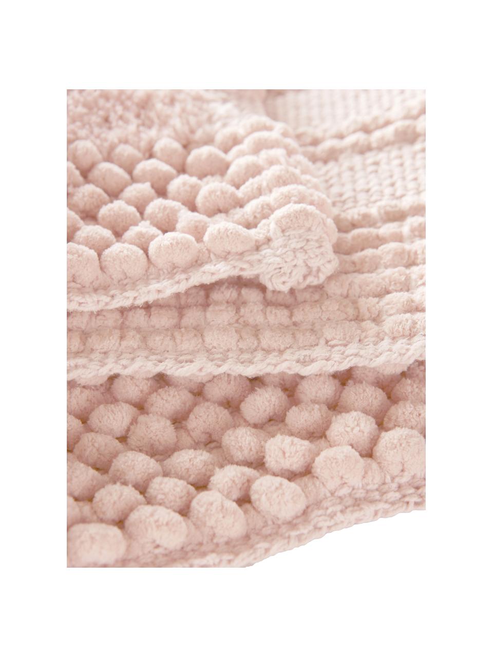 Tappeto bagno morbido con motivo a rilievo Nea, 65% poliestere, 35% cotone, Rosa, Larg. 50 x Lung. 80 cm