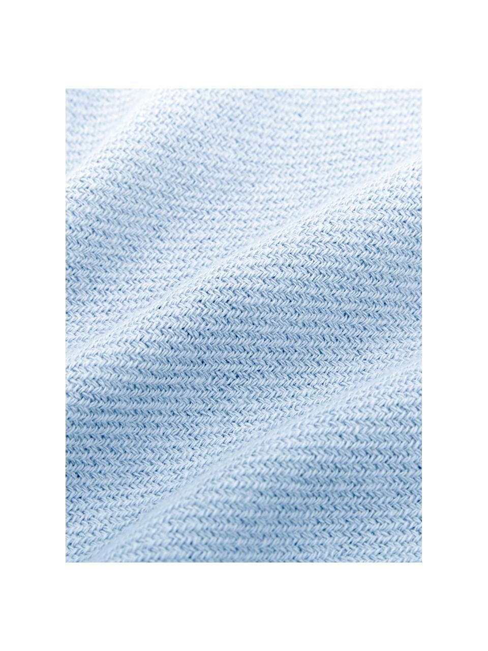 Manta de algodón con flecos Madison, 100% algodón, Azul claro, An 140 x L 170 cm