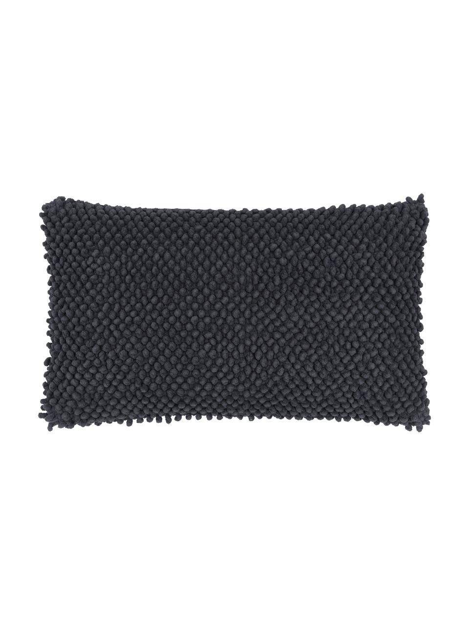 Kissenhülle Indi mit strukturierter Oberfläche in Dunkelgrau, 100% Baumwolle, Dunkelgrau, 30 x 50 cm