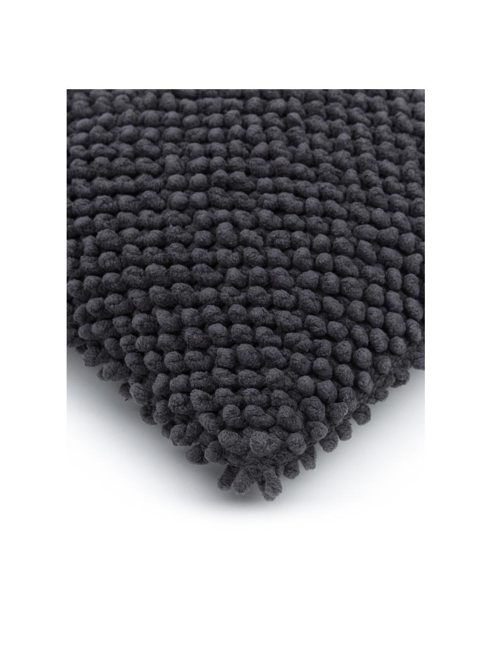 Poszewka na poduszkę ze strukturalną powierzchnią Indi, 100% bawełna, Ciemny szary, S 30 x D 50 cm