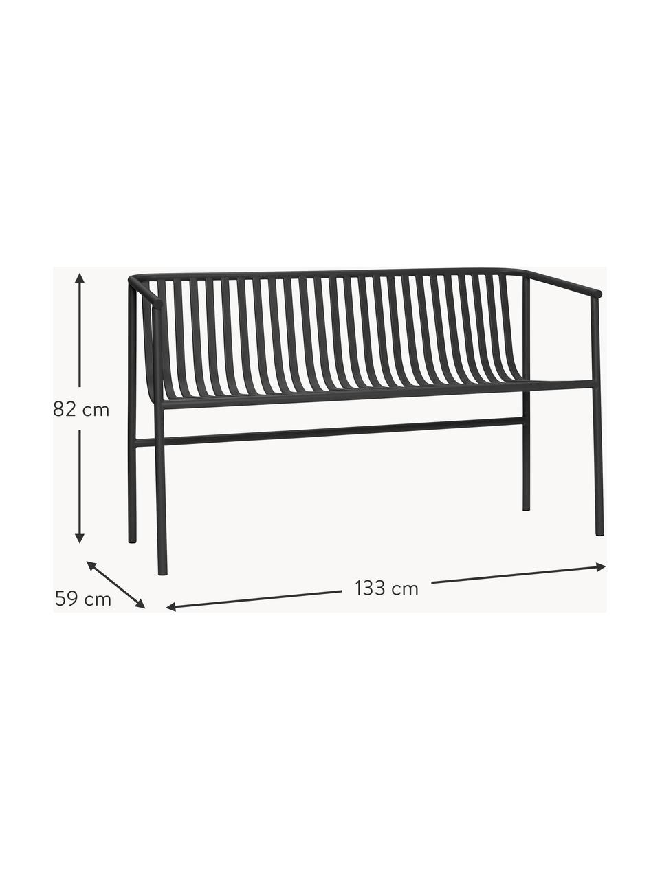 Banc de jardin en métal Villa, Acier inoxydable, Noir, larg. 133 x prof. 59 cm