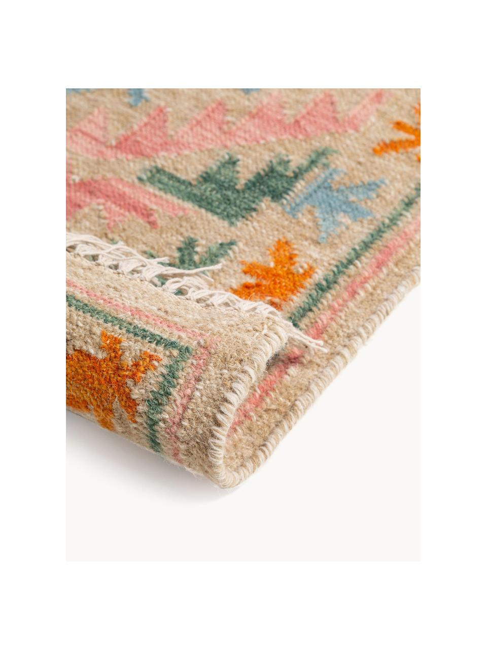 Tapis kilim à finition frangée, tissé main Zohra, 90 % laine, 10 % coton

Les tapis en laine peuvent perdre des fibres lors des premières semaines et des peluches peuvent se former, ce phénomène est naturel et diminue à mesure de votre usage et du temps, Multicolore, larg. 120 x long. 170 cm (taille S)