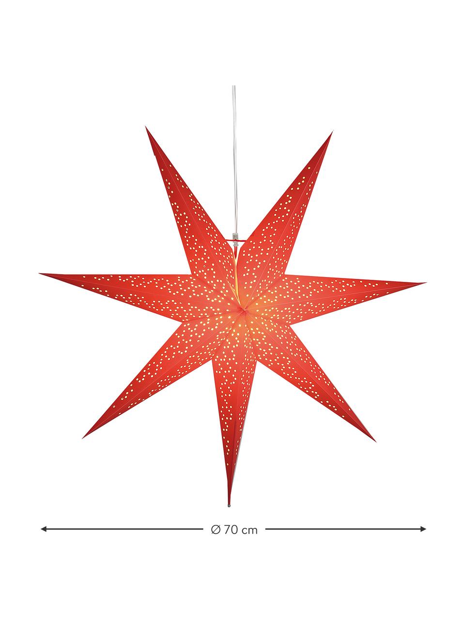Svetelná hviezda z papiera Dot, Červená, Ø 70 cm