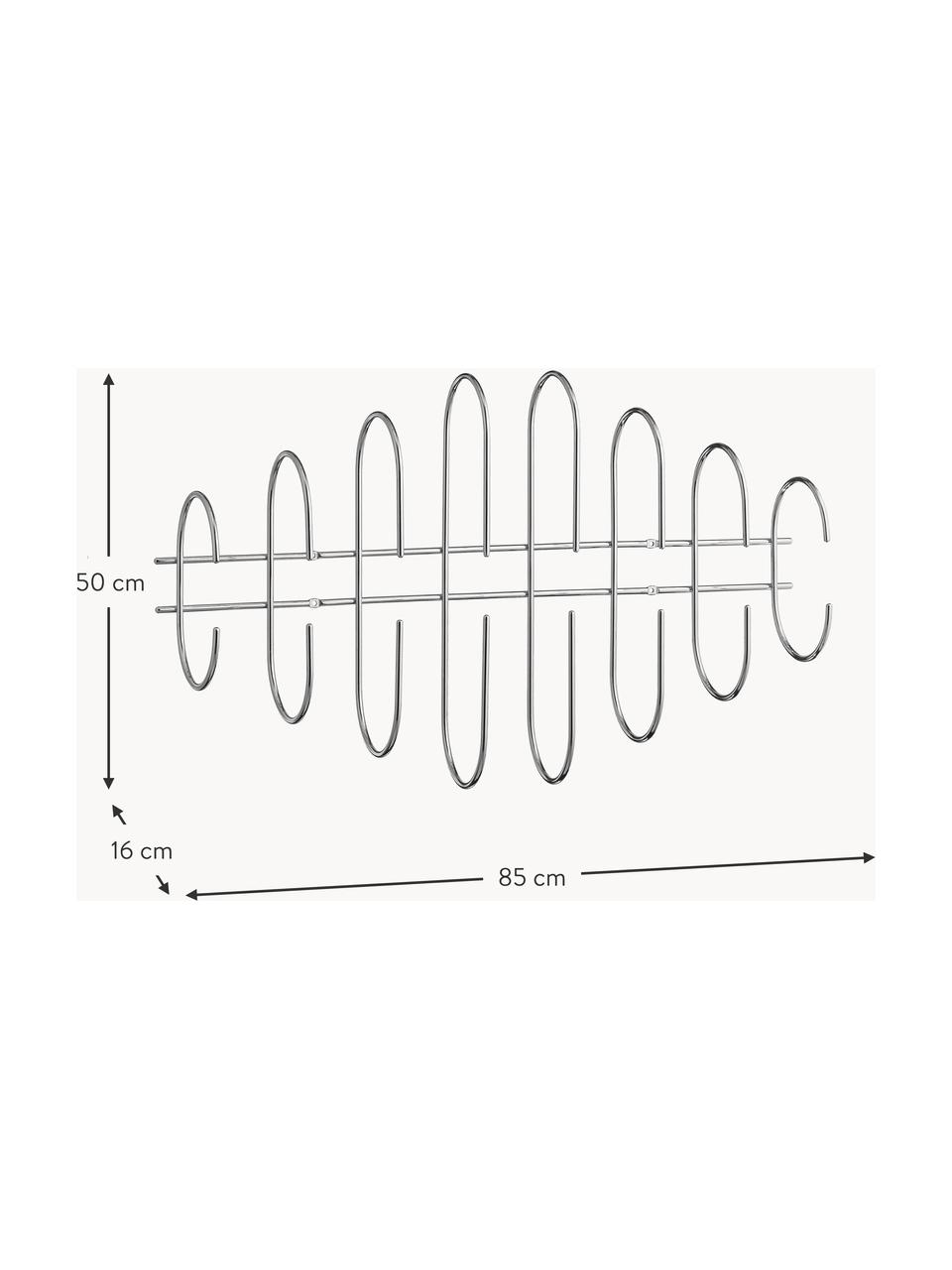 Metall-Garderobenleiste Moveo, Stahl, beschichtet, Silberfarben, glänzend, B 85 cm