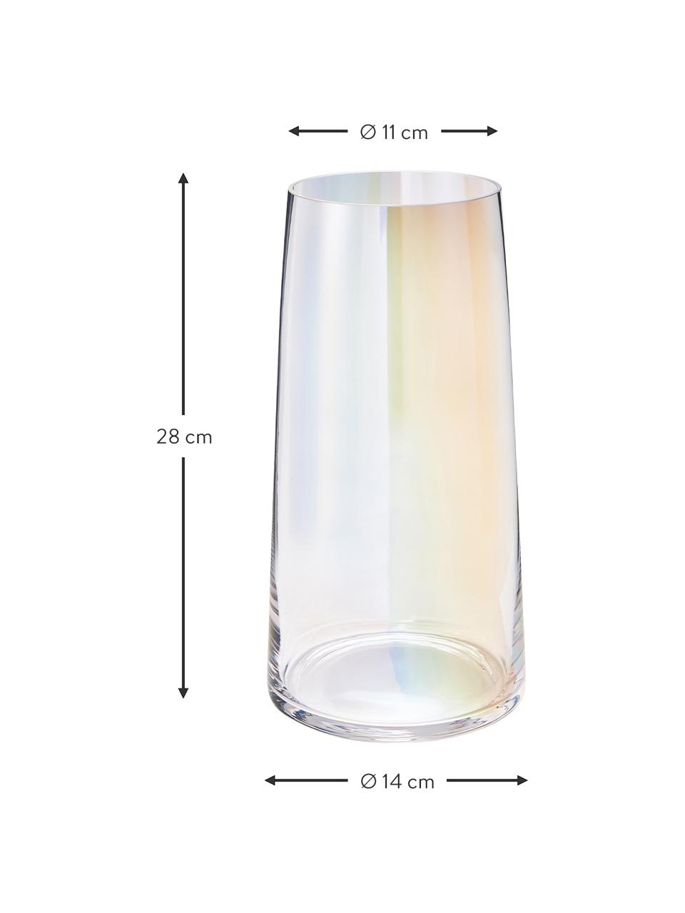Ručne fúkaná sklenená váza Myla, Sklo, Priehľadná, viacfarebná dúhová, Ø 14 x V 28 cm