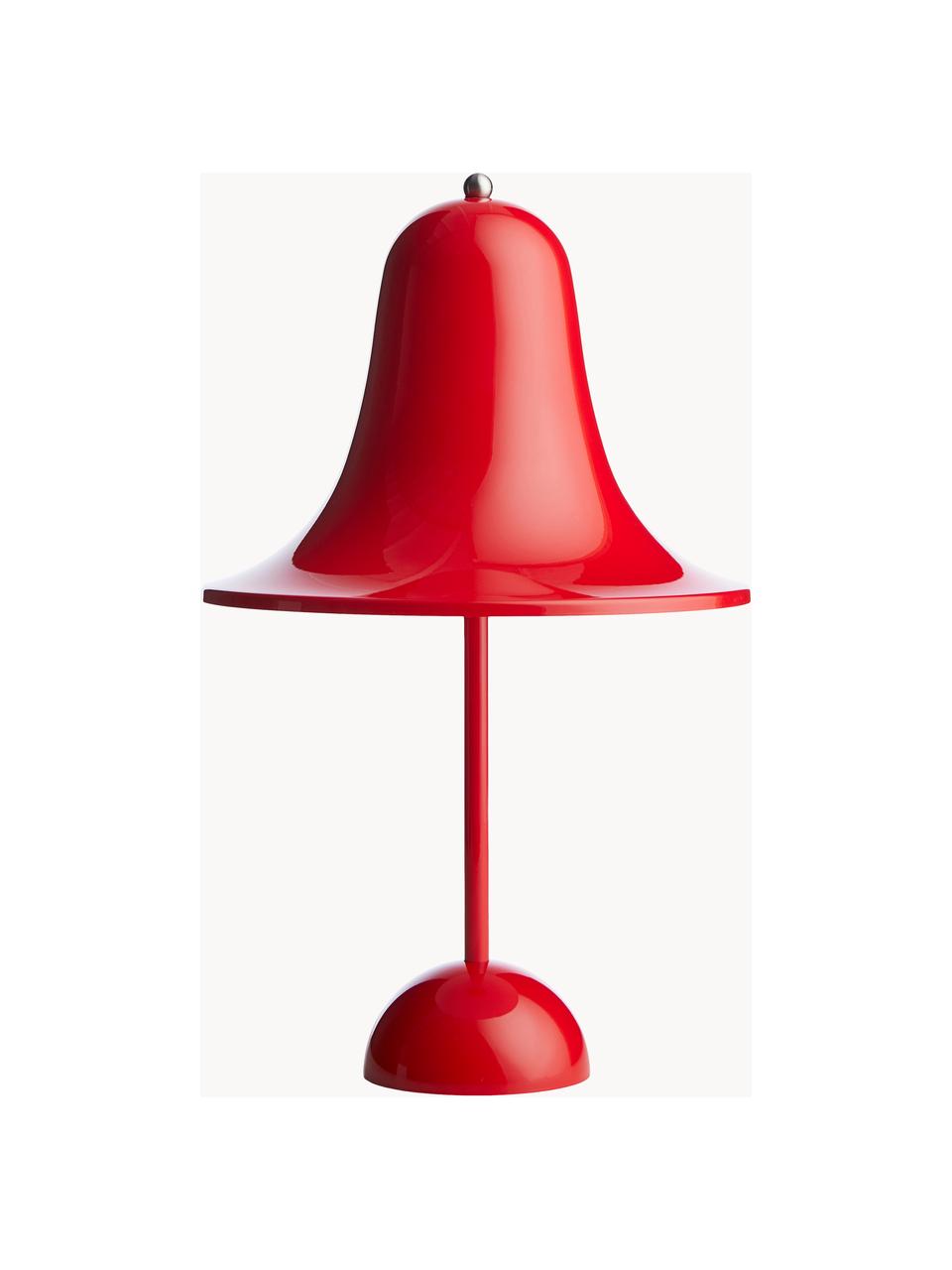 Malá přenosná stolní LED lampa Pantop, design Verner Panton, Umělá hmota, Lesklá červená, Ø 18 cm, V 30 cm