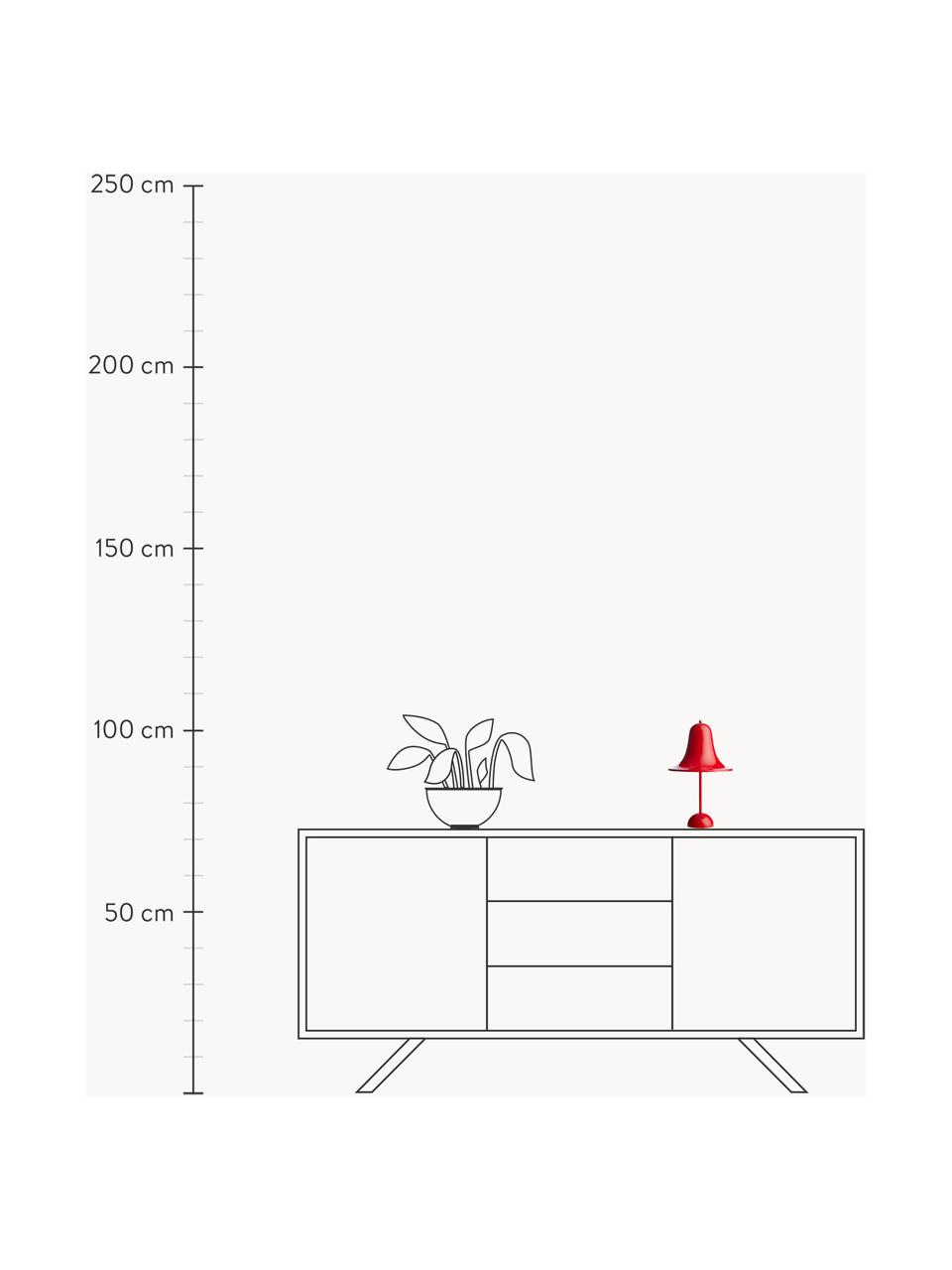 Mobilna lampa stołowa LED z funkcją przyciemniania Pantop, projekt Verner Panton, Tworzywo sztuczne, Czerwony, błyszczący, Ø 18 x W 30 cm