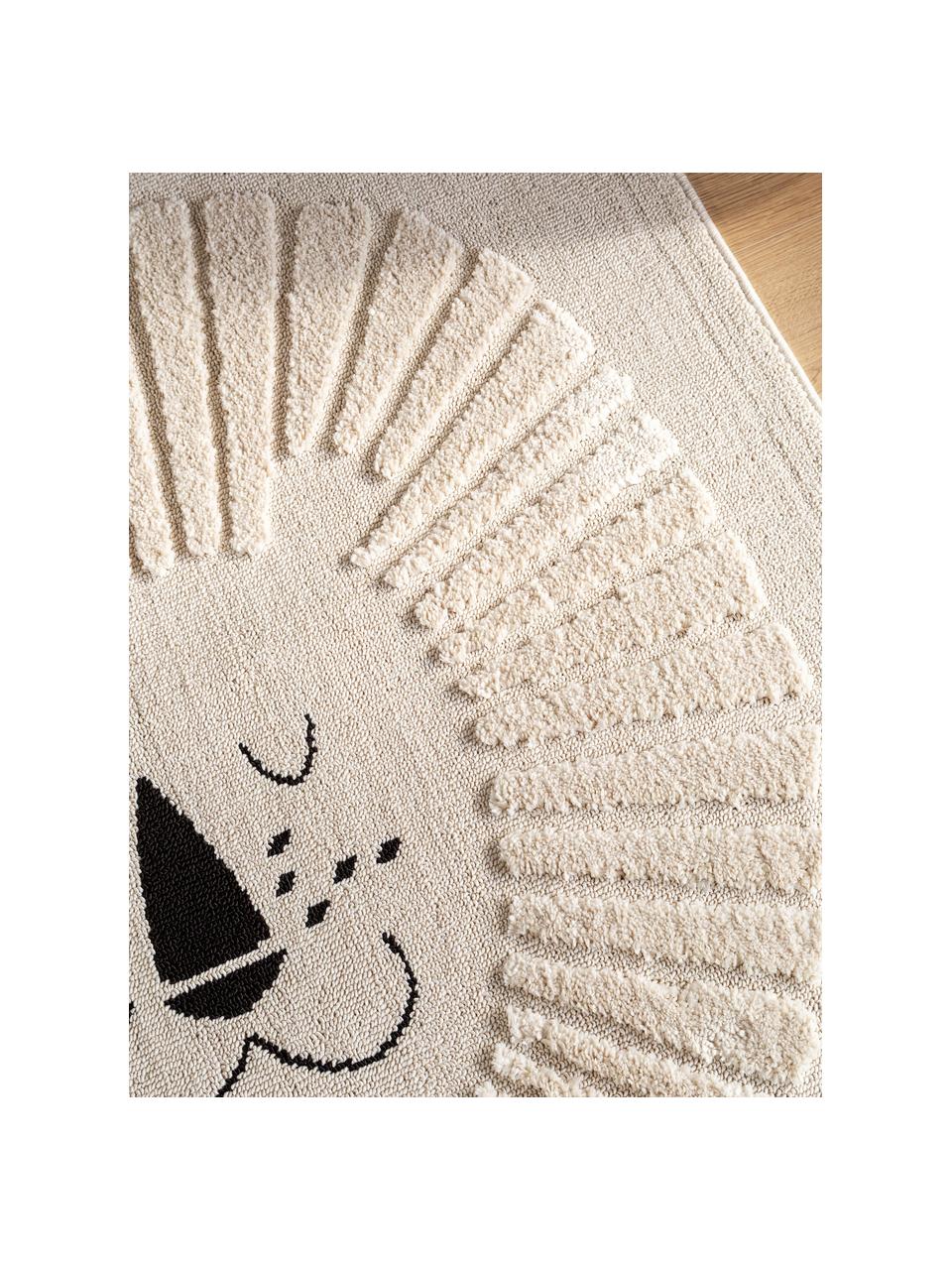 Tapis pour enfant avec pompons Momo, 100 % polyester, Tons beige clair, larg. 90 x long. 130 cm (taille XS)