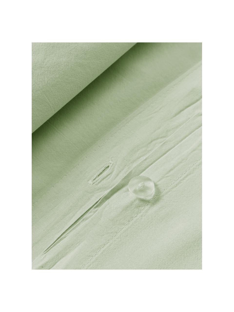 Taie d'oreiller en coton délavé Darlyn, Vert sauge, larg. 50 x long. 70 cm
