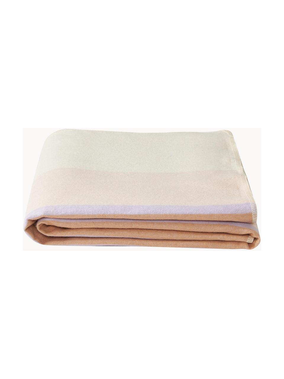 Katoenen deken Silvretta, 85% katoen, 8% viscose, 7% polyacryl, Lila, beige, B 140 x L 200 cm