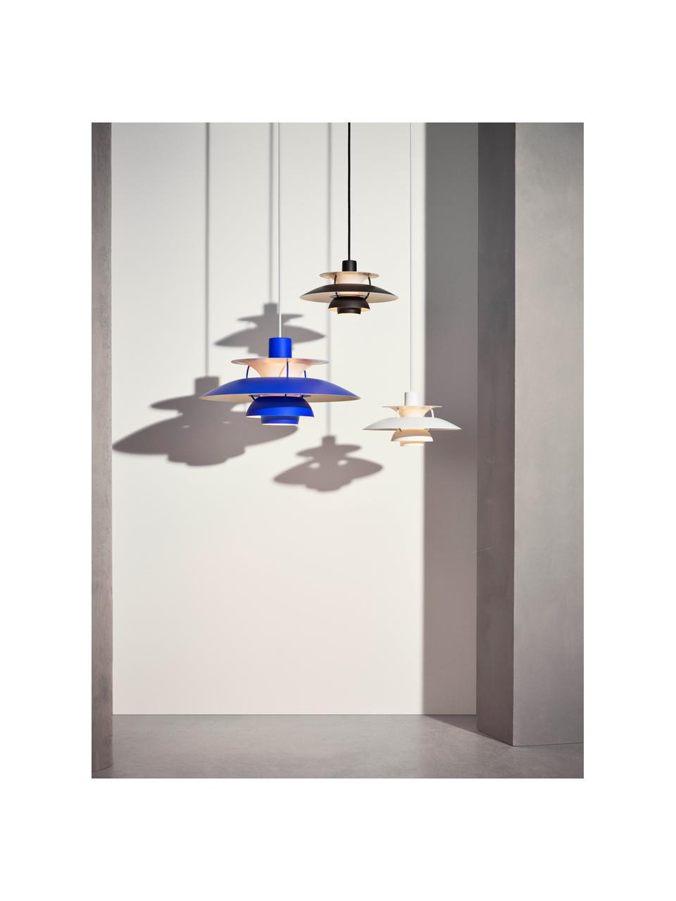 Hanglamp PH 5, verschillende formaten, Lampenkap: gecoat metaal, Diffuser: glas, semi-transparant, Koningsblauw, Ø 50 x H 27 cm
