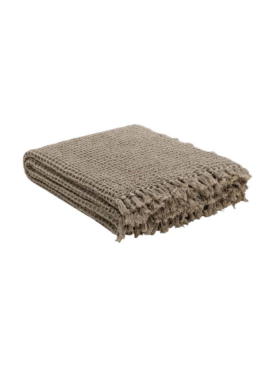 Plaid a nido d'ape Waffle, 100% cotone, Taupe, Larg. 130 x Lung. 170 cm