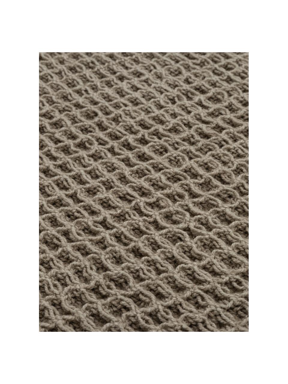 Plaid a nido d'ape Waffle, 100% cotone, Taupe, Larg. 130 x Lung. 170 cm