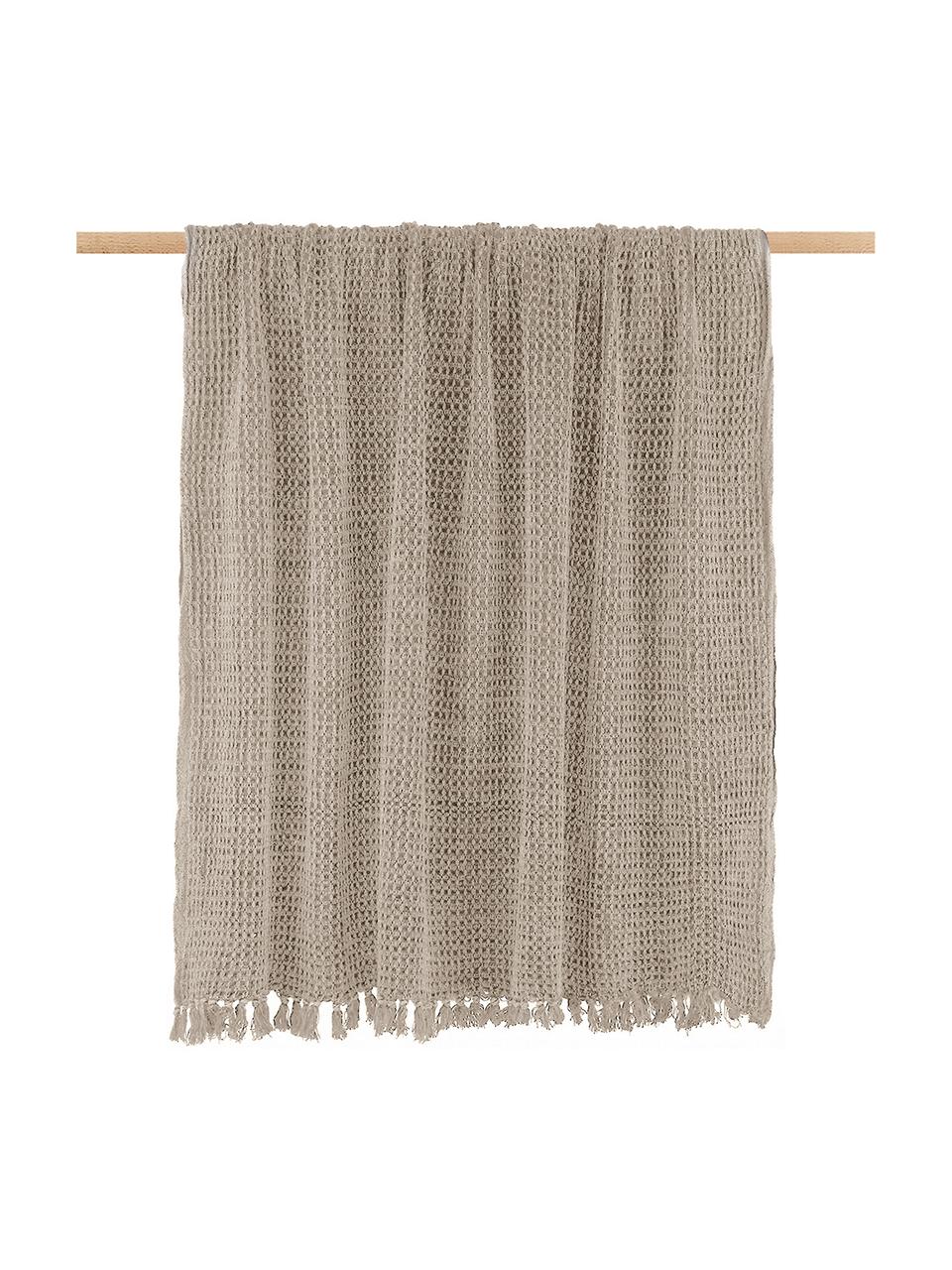 Baumwolldecke Waffle in Beige, 100% Baumwolle, taupe, 130 x 170 cm