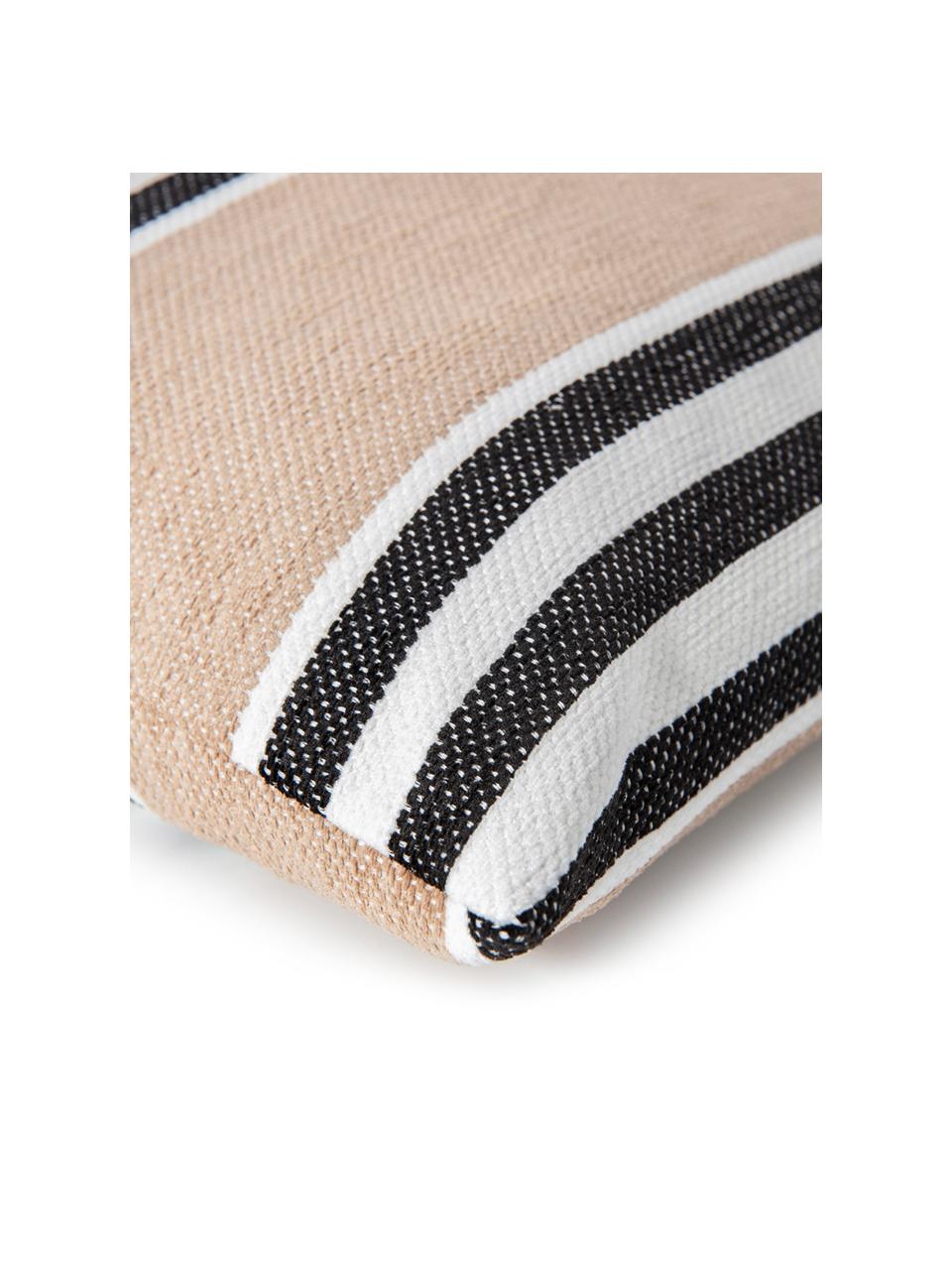 Housse de coussin rectangulaire rayures Palermo, Couleur sable, blanc, noir